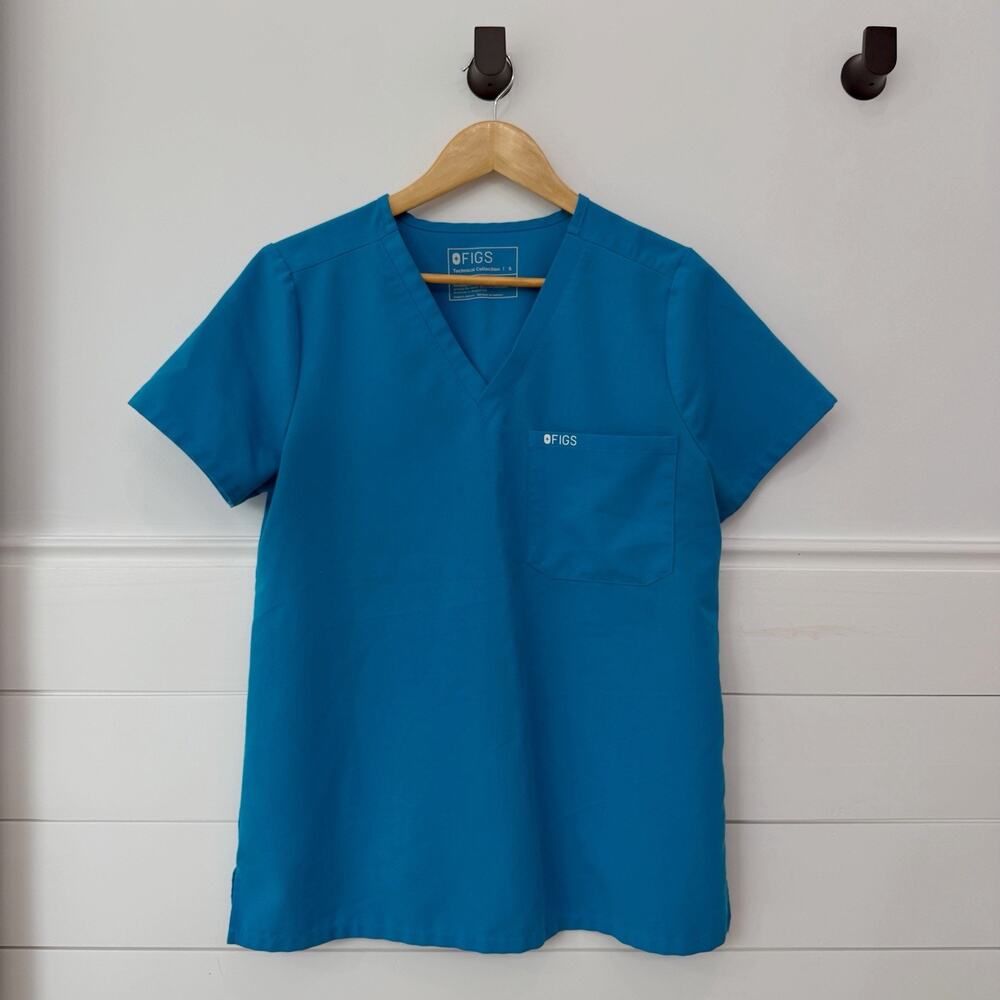 Women’s FIGS Technical Collection Blue Scrubs Top Size Small S